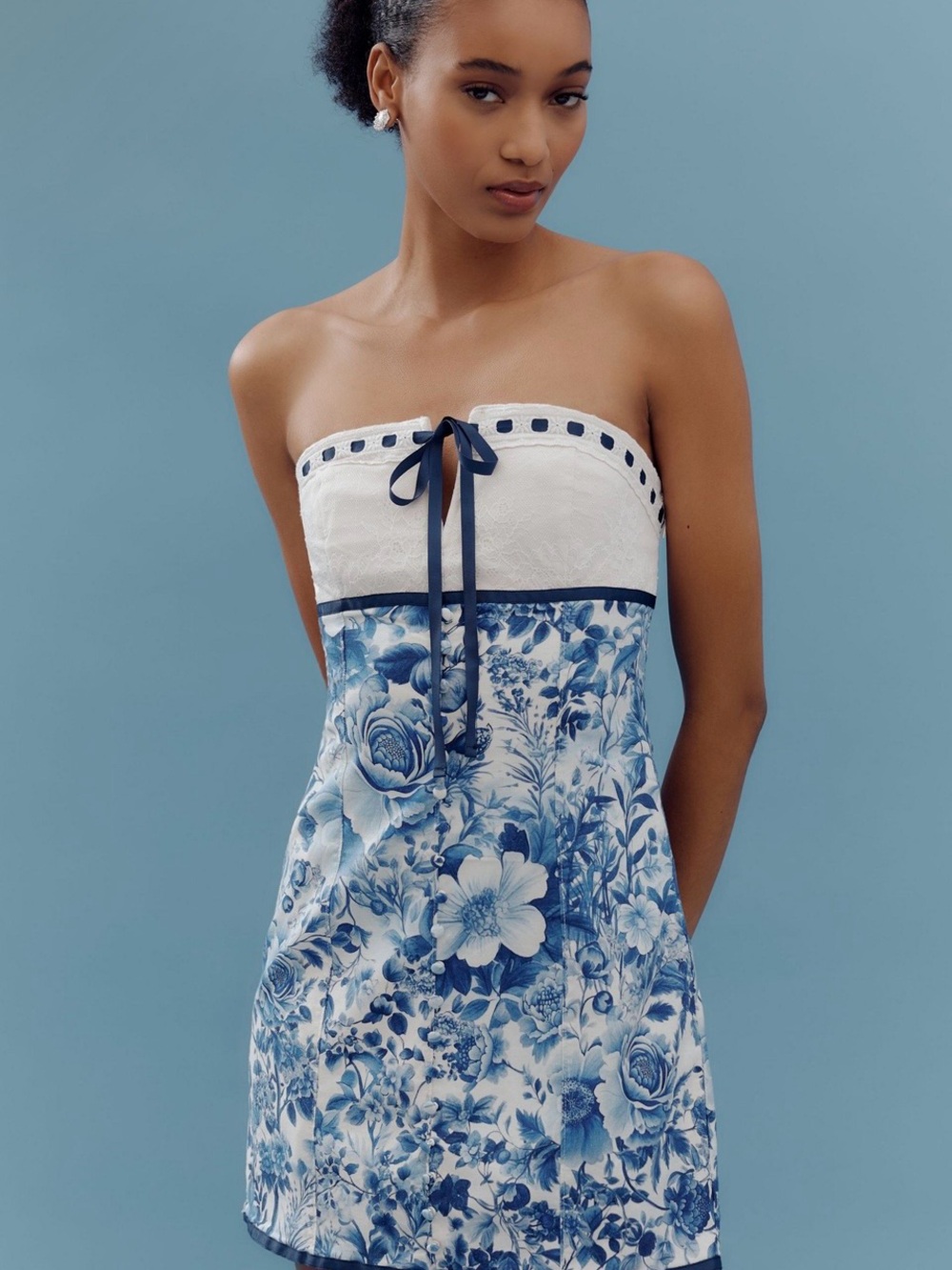 Anthropologie Maeve Strapless Tie-Front Mini Dress Size M MSRP $168